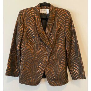 Vintage Albert Nipon Evening Blazer Jacket Size 6 Black & Bronze